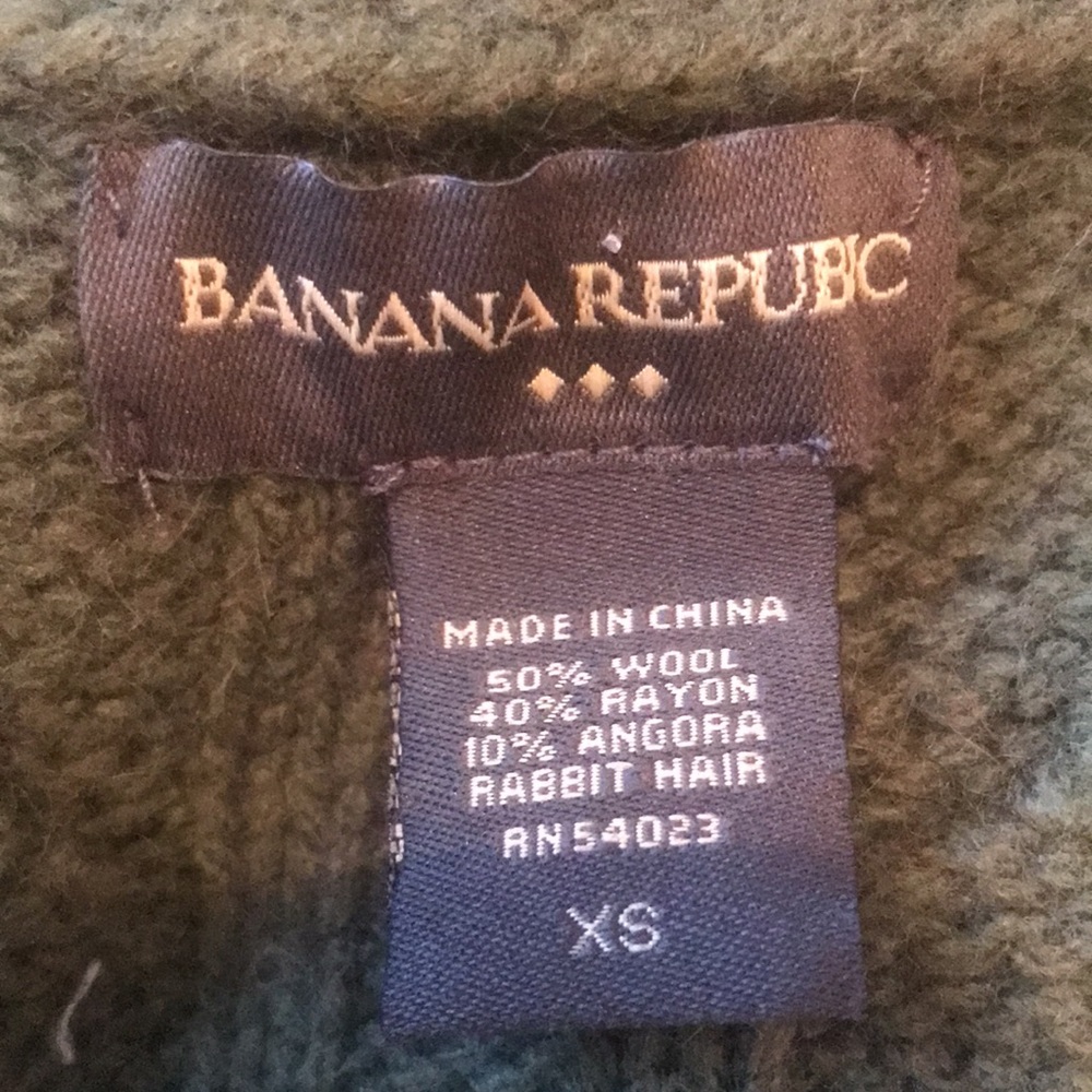Banana Republic olive sweater poncho cape cable knit - Picture 7 of 7